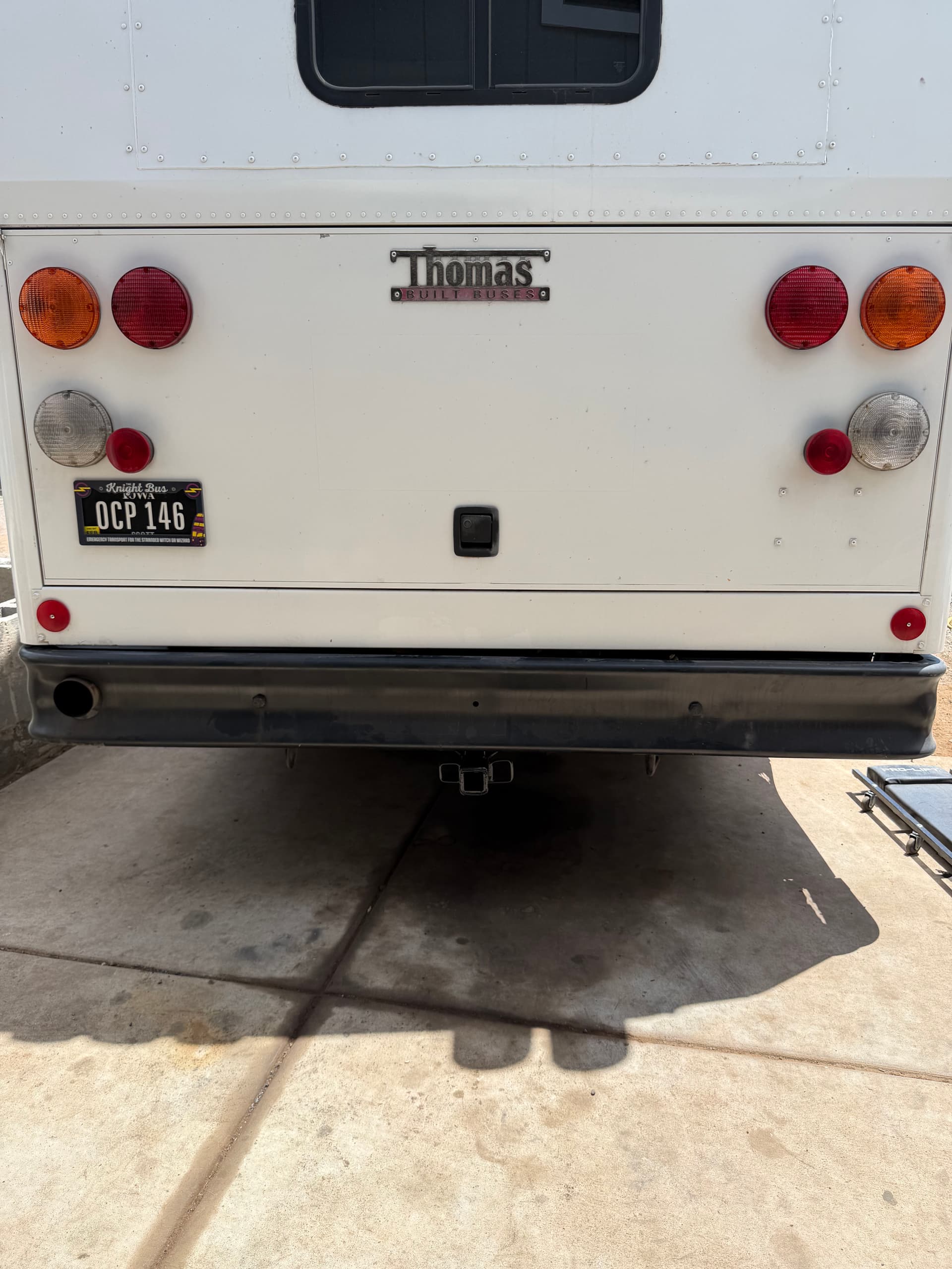 Custom Hitch Fab on a Thomas Bus - Tow Ready and Bike Rack Capable image