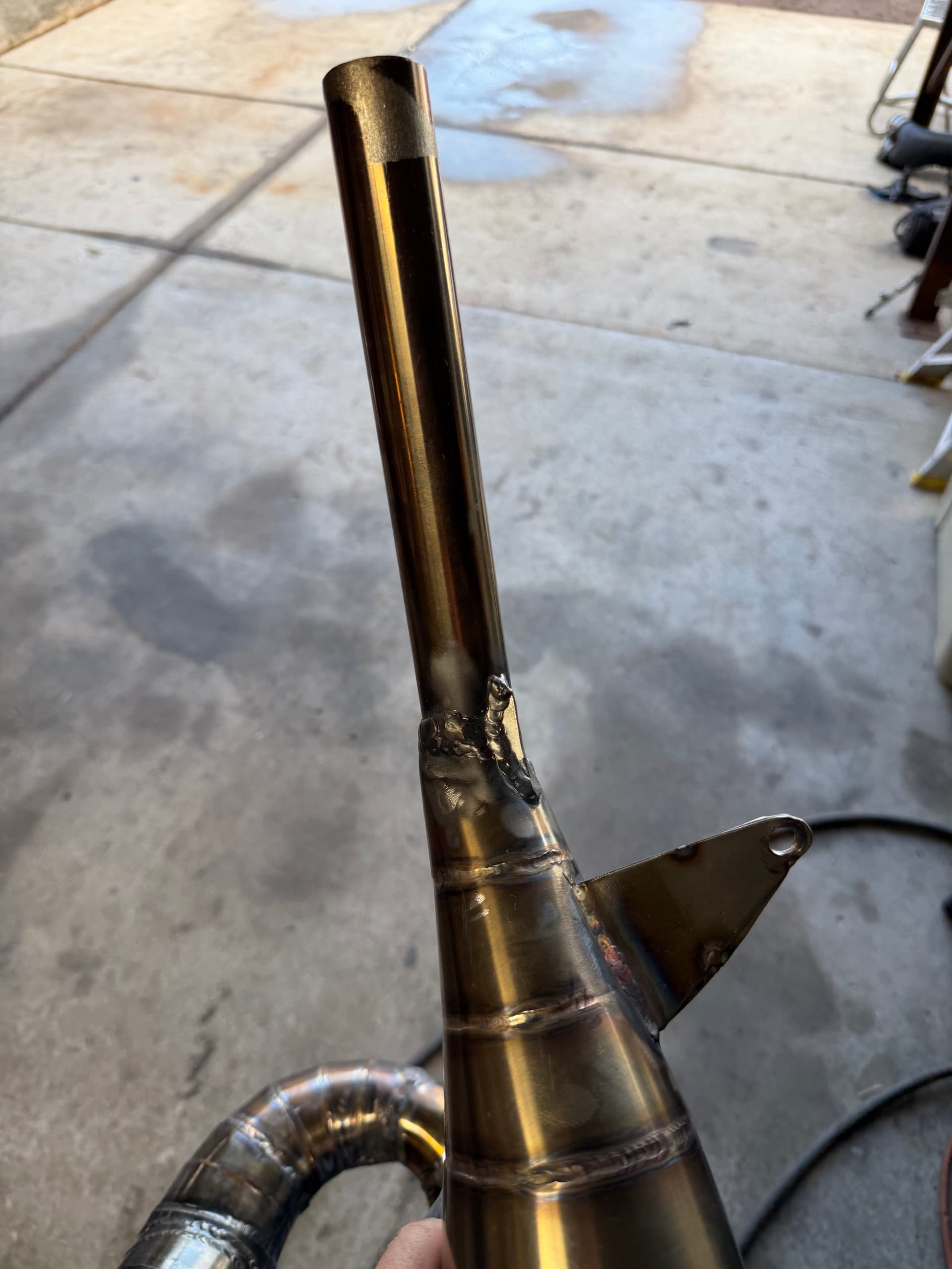 Cracked Dirt Bike Expansion Pipe Repaired and Back on the Track image